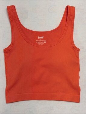Pro-Fit Orange Ribbed Tank Crop Top